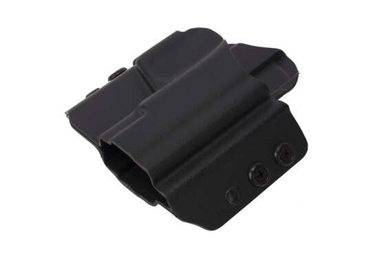 High Speed Gear's black kydex holster has a low profile design allowing for on belt concealement with a cover garment